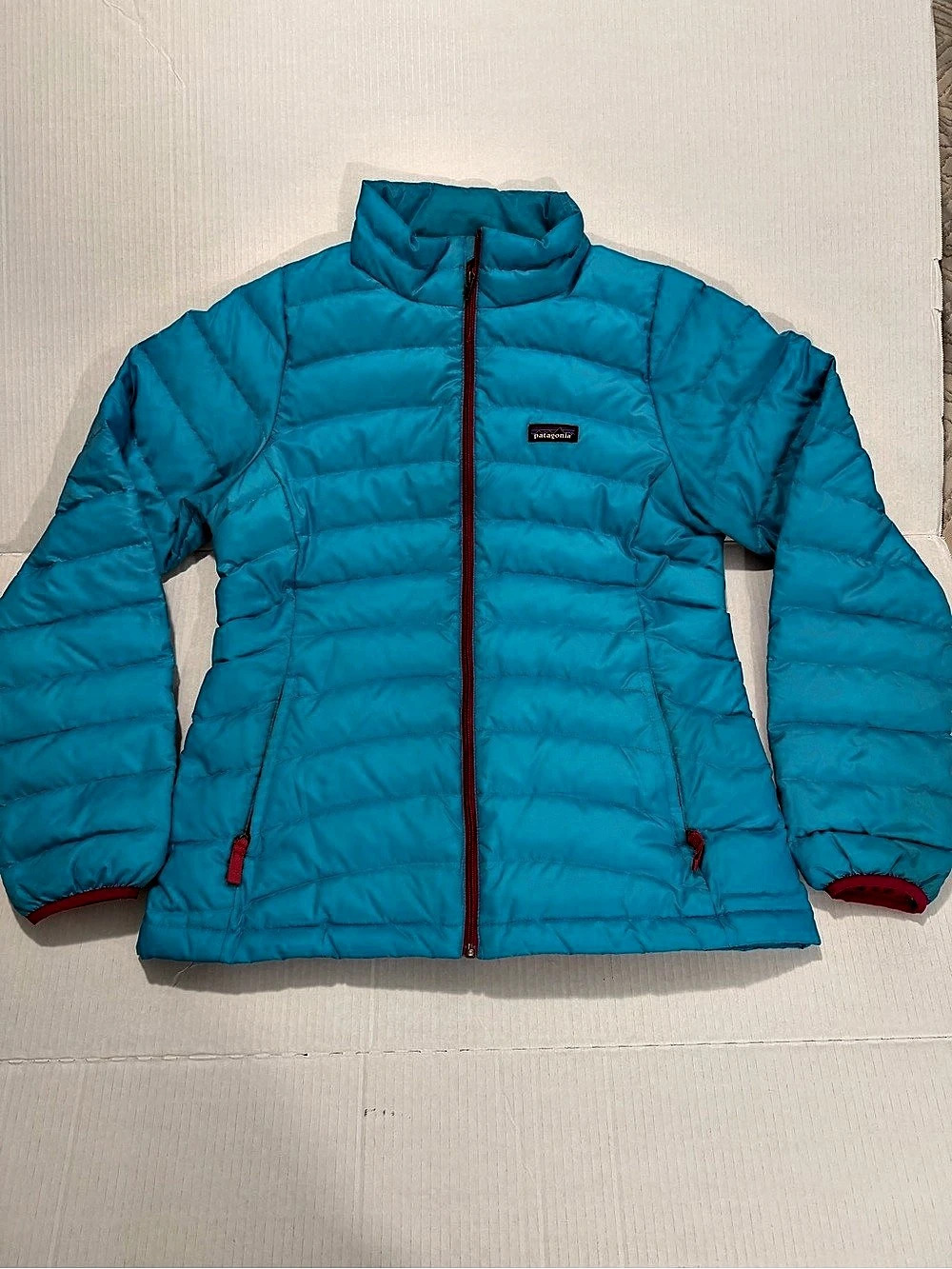 Patagonia Women's Down Sweater Jacket Blue & Pink XL